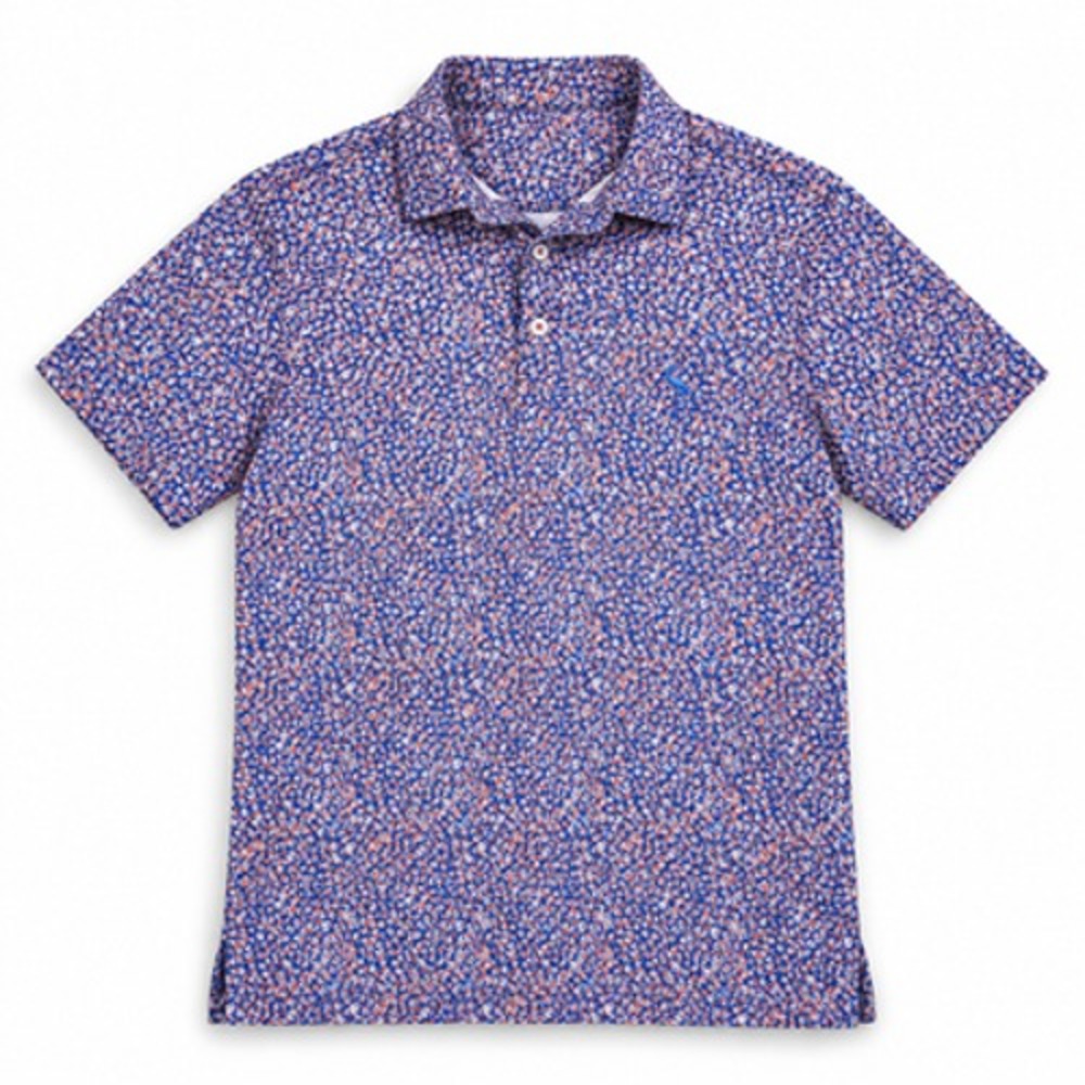 TailorByrd Men's Large Blue Floral Stretch Performance Golf Polo Shirt